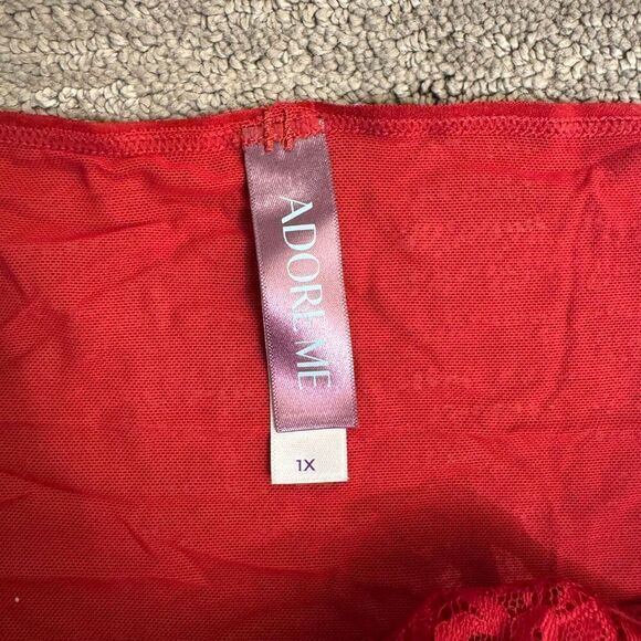 Adore Me Emmaline Red Unlined Lace Halter Studded Bra Lingerie Set 42H 1X - Picture 5 of 9